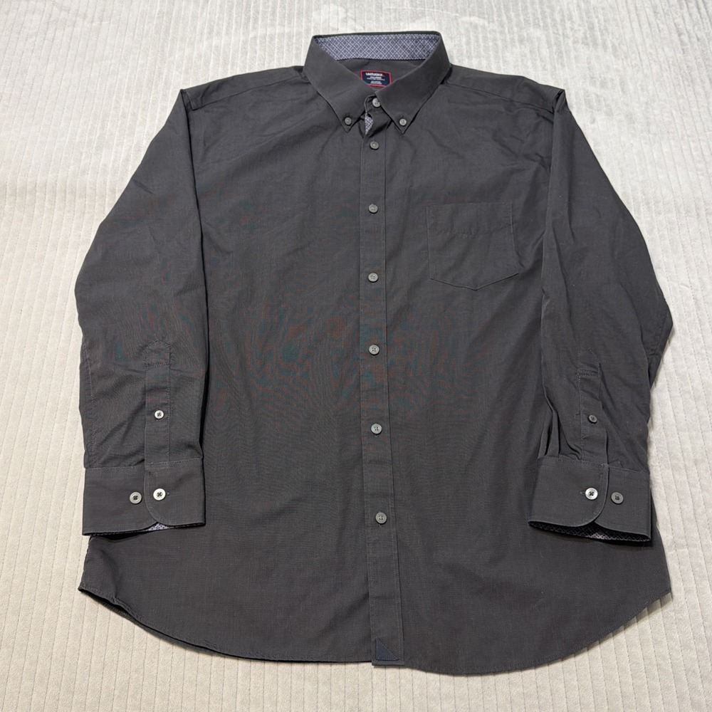 UNTUCKit Mens XX-Large Relaxed Fit Wrinkle Free Cotton Button Down Shirt Black